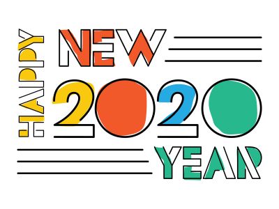Happy New Year 2020 typography vector poster design illustration.	