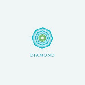 Diamond logo design, Crushing abstract pattern. Colorful precious stone logotype. Jewelry shop logo.