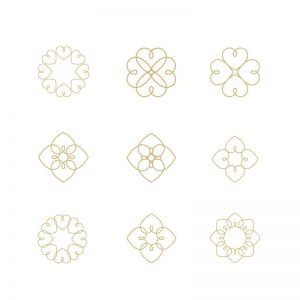 Heart logos collection, luxury jewelry vector logo design. Expensive floral diamond icons.