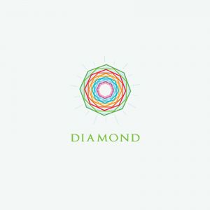 Diamond logo design, Crushing abstract pattern. Colorful precious stone logotype. Jewelry shop logo
