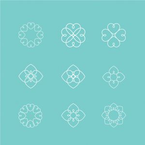 Heart logos collection, luxury jewelry vector logo design. Expensive floral diamond icons.	