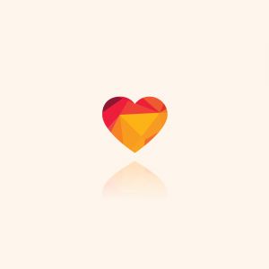 Low poly Heart logo design icon, colorful luxury jewelry vector illustration. Polygonal floral diamond icon.	