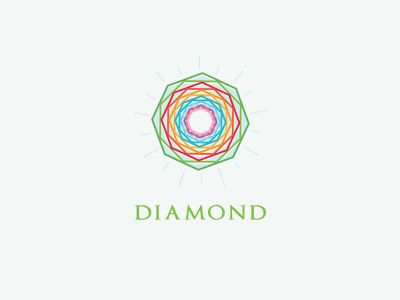 Diamond logo design, Crushing abstract pattern. Colorful precious stone logotype. Jewelry shop logo