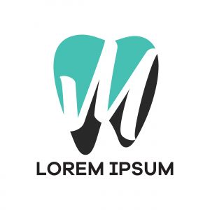 M letter logo design. Letter m in tooth shape vector illustration.	