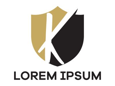 K letter logo design. Letter k in shield shape vector illustration	