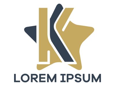 K letter logo design. Letter k in star shape vector illustration.	