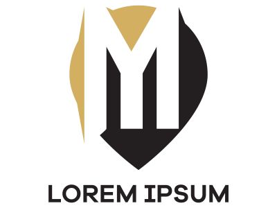 M letter logo design. Letter m in location pin shape vector illustration.	