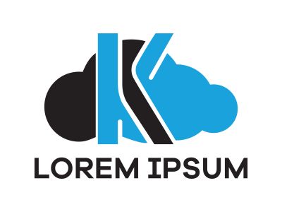 K letter logo design. Letter k in sky shape vector illustration.	