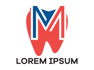 M letter logo design. Letter m in tooth shape vector illustration.	