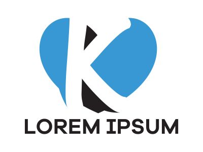 K letter logo design. Letter k in heart shape vector illustration.	