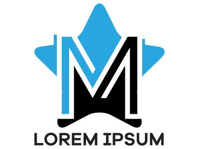 M letter logo design. Letter m in star shape vector illustration.	