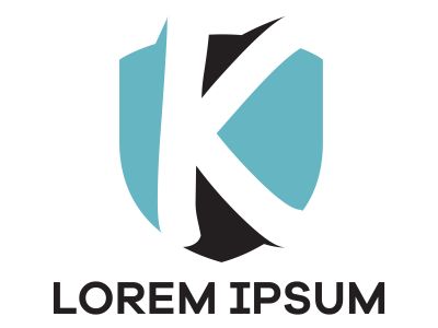 K letter logo design. Letter k in shield shape vector illustration	