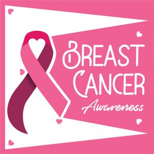 Breast cancer awareness campaign vector poster design. Strong woman breast protection message illustration.
