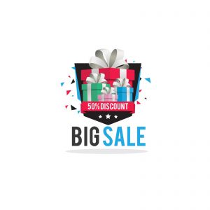 Mega Sale vector design. Christmas sale illustration, gift boxes for discount offer vector design.	