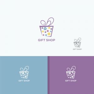 Gift box logo design, blooming surprise packaging box vector illustration. flowers baby gift shop. birthday discount sale box.