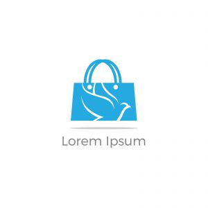 Shopping bag logo design, bird in hand bag vector, travel agency logo design.	