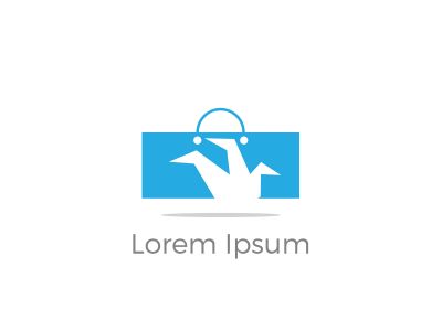 Shopping bag logo design, bird in hand bag vector, travel agency logo design.	