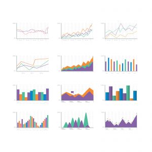   Save Download Preview Infographics chart set. Charts result graphs icons statistics financial data diagrams. Isolated analysis infographic vector elements