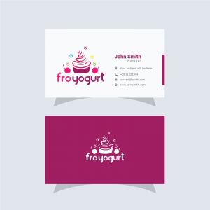 Cupcake logo, ice cream and yogurt vector design, cupcake business card illustration.	