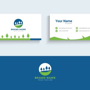 Tree vector logo and business card vector illustration.	