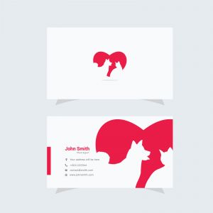 Dog and cat in heart, animal logo, animal hospital logo and busnise card	