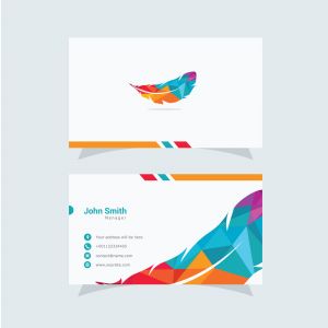Polygonal feather vector design, colorful bird feather logo	 and busnise card