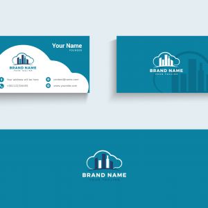 Building and construction vector logo and business card. Real estate agent business card vector illustration.