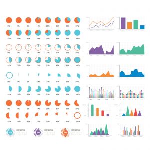 Infographics chart set. Charts result graphs icons statistics financial data diagrams. Isolated analysis infographic vector elements