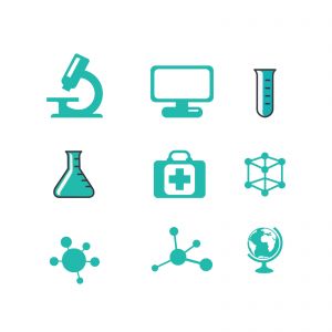 Medical healthcare, doctor icons. Drug testing, scientific discovery and disease prevention icons