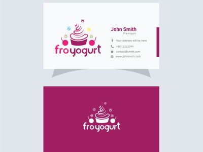 Cupcake logo, ice cream and yogurt vector design, cupcake business card illustration.	