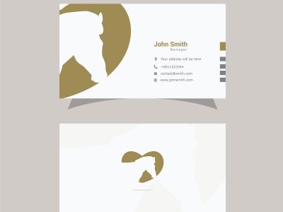 Business Card Design with Clean and Elegant Horse Logo.