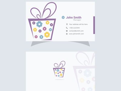 Business Card Design with Clean and Elegant Gift shop Logo.	