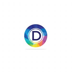 D Letter colorful logo in the hexagonal. Polygonal letter D