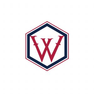 W Letter colorful logo in the hexagonal. Polygonal letter W	