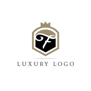 Luxury letter F monogram vector logo design. F letter in shield logo illustration. Safety and security icon.	