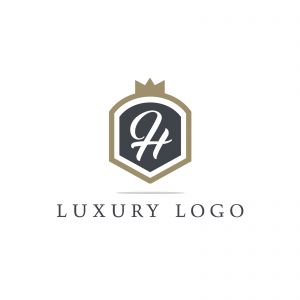 Luxury letter H monogram vector logo design. H letter in shield logo illustration. Safety and security icon.	