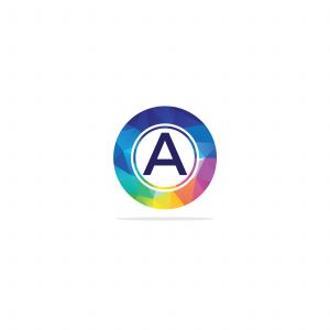 A Letter colorful logo in the hexagonal. Polygonal letter A	