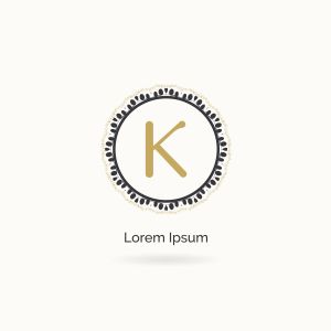 Golden K letter logo design. Luxury letter K monogram. Cosmetics and beauty product mandala illustration..