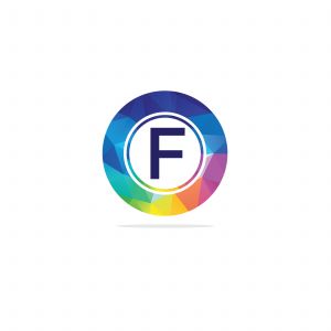 	 F Letter colorful logo in the hexagonal. Polygonal letter F