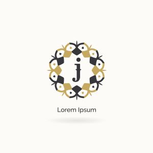  Golden J letter logo design. Luxury letter j monogram. Cosmetics and beauty product mandala illustration..