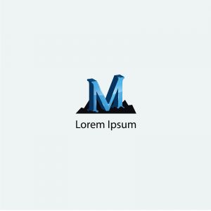3D M letter logo design. Letter M on mountain vector icon.	