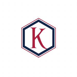 K Letter colorful logo in the hexagonal. Polygonal letter K	