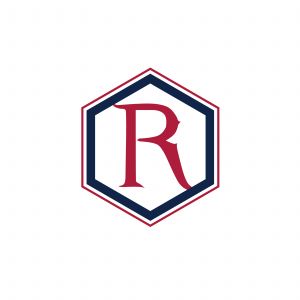 R Letter colorful logo in the hexagonal. Polygonal letter R	