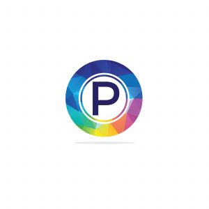 P Letter colorful logo in the hexagonal. Polygonal letter P	