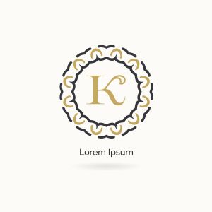 Golden K letter logo design. Luxury letter K monogram. Cosmetics and beauty product mandala illustration..