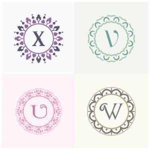 Cosmetics and beauty product brand letters X and V logo design. U and W vector letter mandala monogram