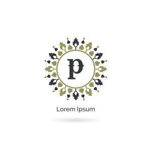 P letter logo design, luxury letter p vector monogram. Cosmetics and beauty brand illustration. decorative lace style circle icon.