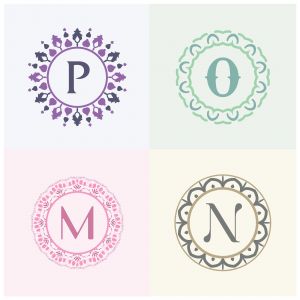 Cosmetics and beauty product brand letters P and O logo design. N and M vector letter mandala monogram.