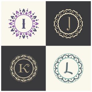 Cosmetics and beauty product brand letters I and J logo design. K and L vector letter mandala monogram.	