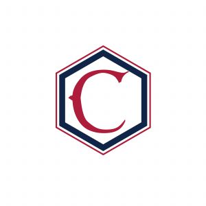 C Letter colorful logo in the hexagonal. Polygonal letter C	